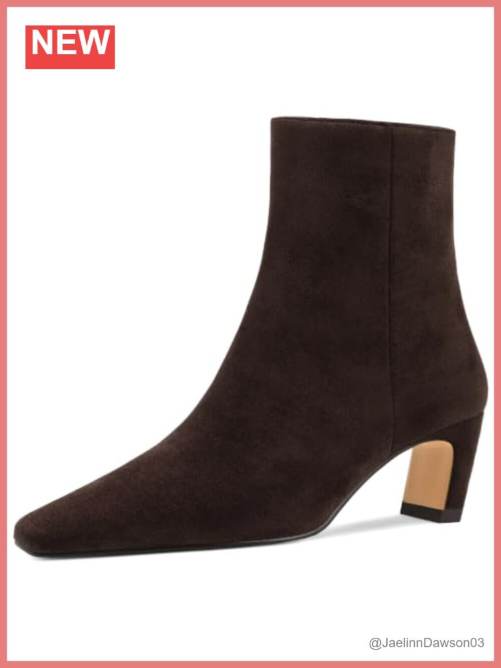Women's Square Toe Chunky Low Heel Ankle Boots Faux Suede Side Zip Booties